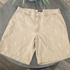Tan Embroidered Shorts